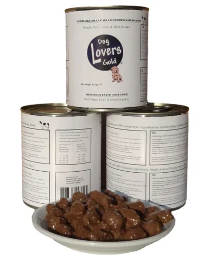DOG LOVERS GOLD BLIK 810 GR PENS, LEVER, HART