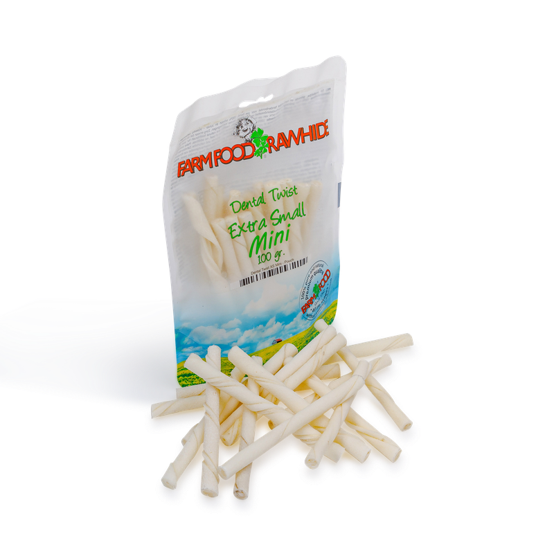 FARM FOOD RAWHIDE DENTAL TWIST MINI (100 GRAM)