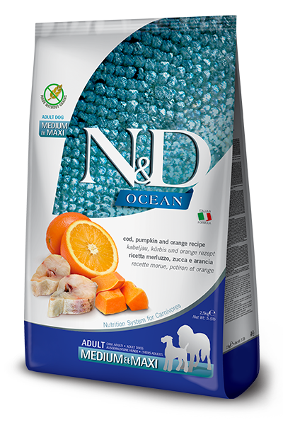 FARMINA N&D KABELJAUW POMPOEN ADULT MED/MAX 2.5KG