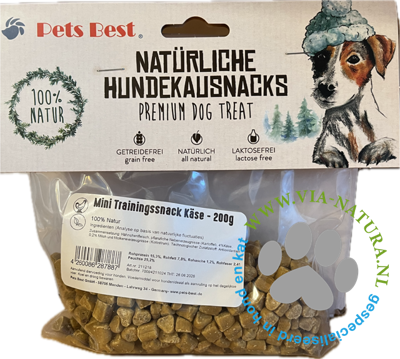 PETS BEST - MINI TRAININGSSNACK KIP & KAAS 200GR
