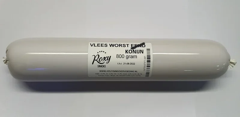 ROXY HOUDBARE VLEES WORST KONIJN 800 GRAM
